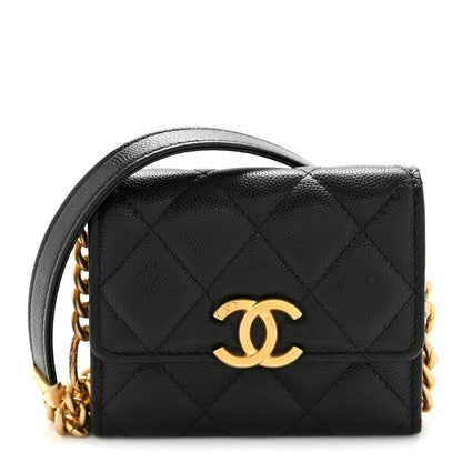 Chanel Caviar Quilted Bracelet On Chain Clutch Black 1 of 11
