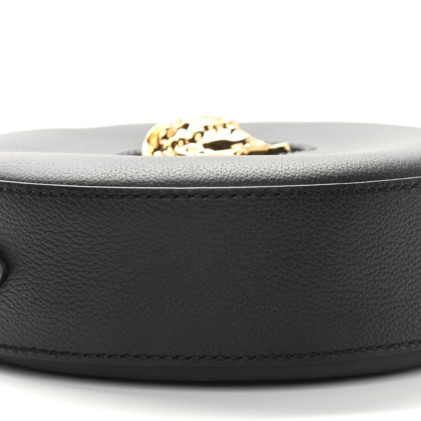 Calfskin La Medusa Round Camera Bag Black