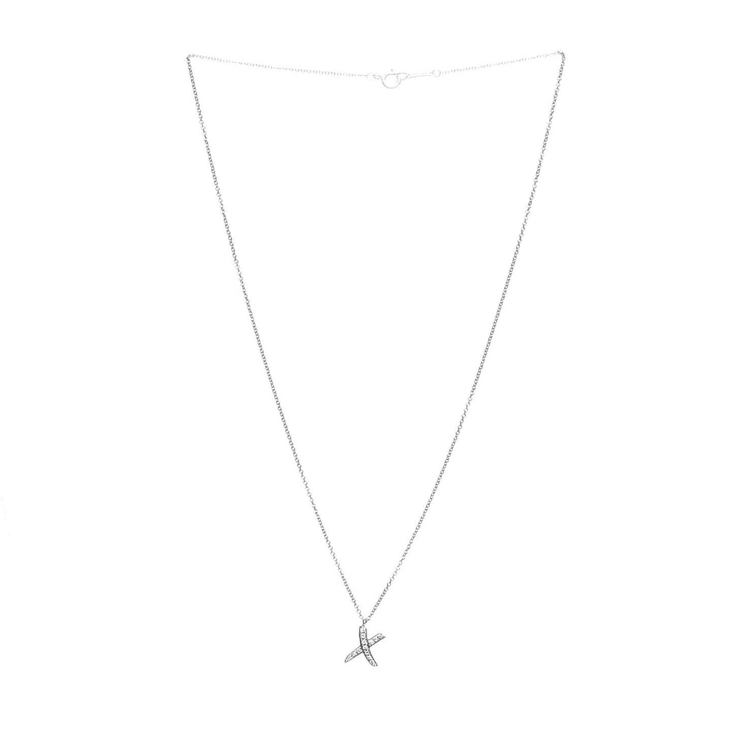 18K White Gold Diamond Paloma Picasso Graffiti X Pendant Necklace
