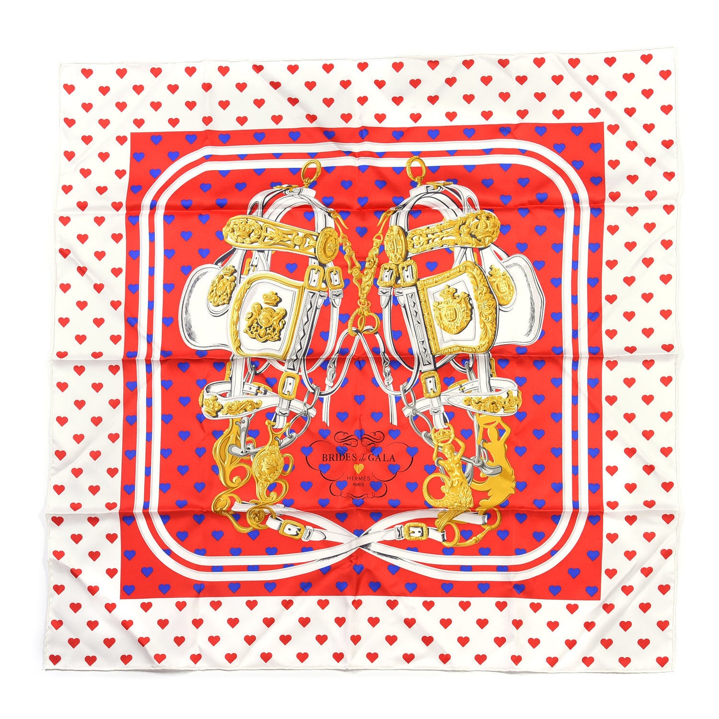 Silk Brides De Gala Love Scarf 90 Rouge Vif Marine White