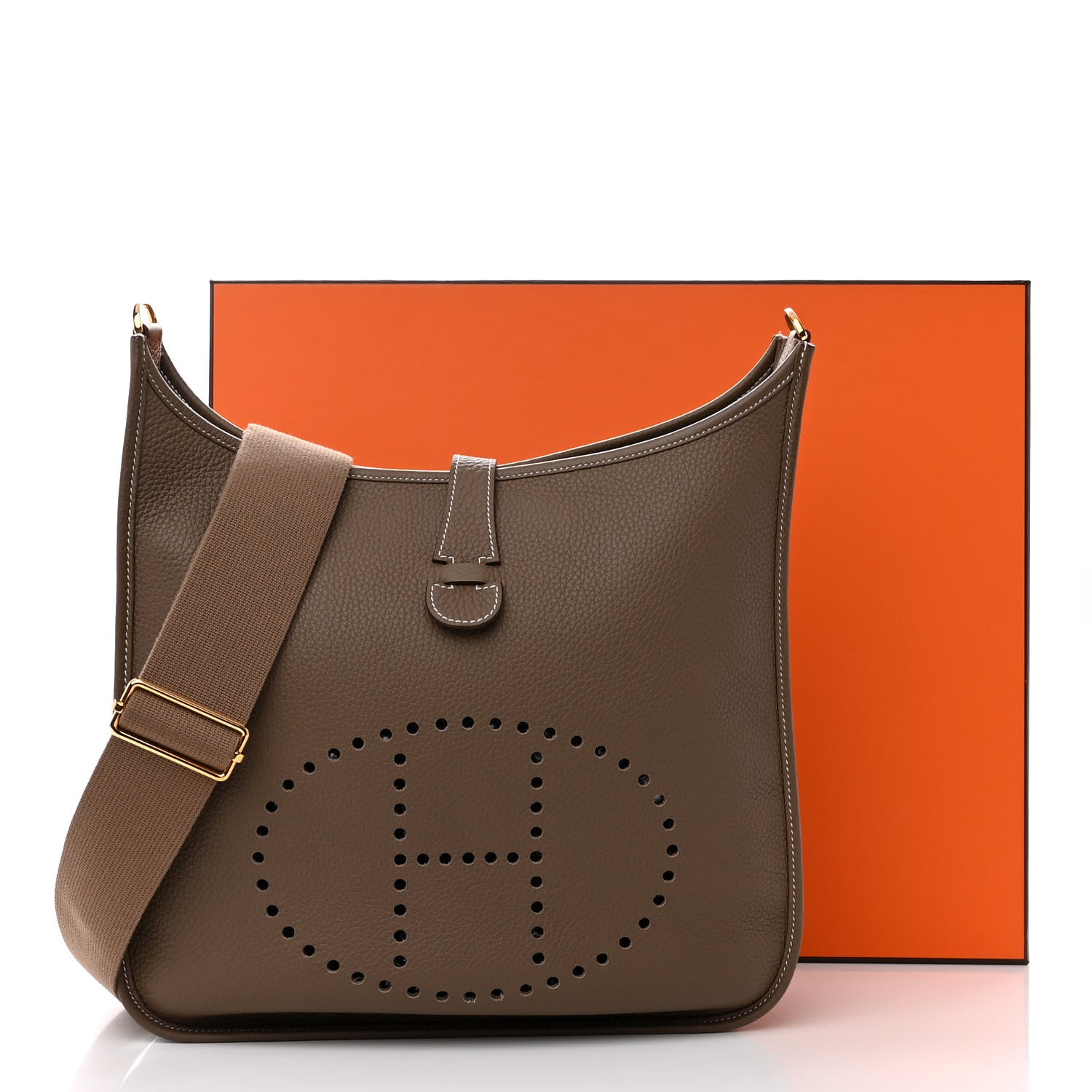 Hermes Taurillon Clemence Evelyne III GM Etoupe 11 of 11