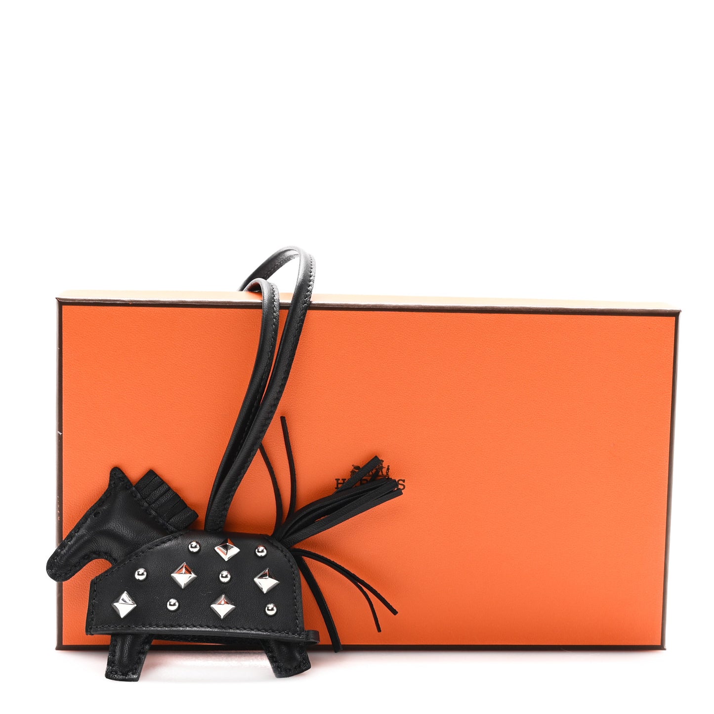 Milo Lambskin Studded Grigri Rodeo Robeo Rock Horse Bag Charm PM Black