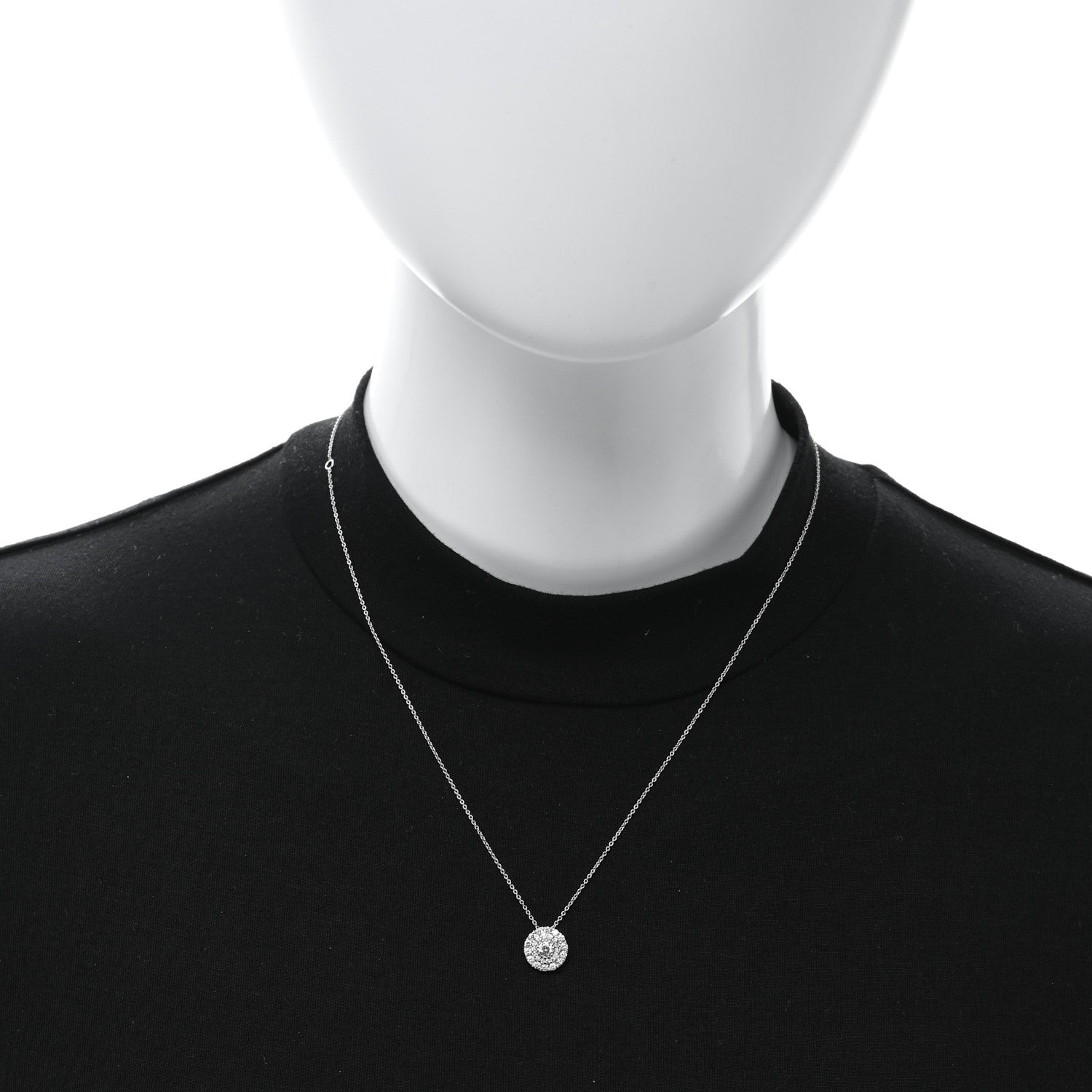 Roberto Coin 18K White Gold Diamond Disc Pendant Necklace 2 of 4