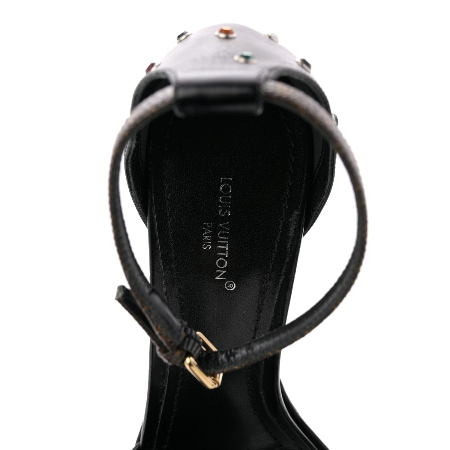 Louis Vuitton Calfskin Studded Fame Platform Sandals 37 Black 9 of 12