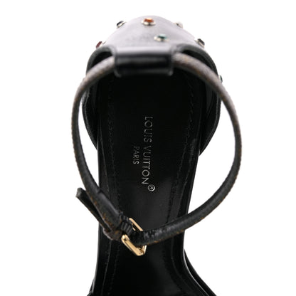 Louis Vuitton Calfskin Studded Fame Platform Sandals 37 Black 9 of 12