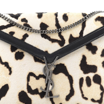 Saint Laurent Calf Hair Leopard Print Monogram Cassandra Chain Wallet White Multicolor 11 of 11