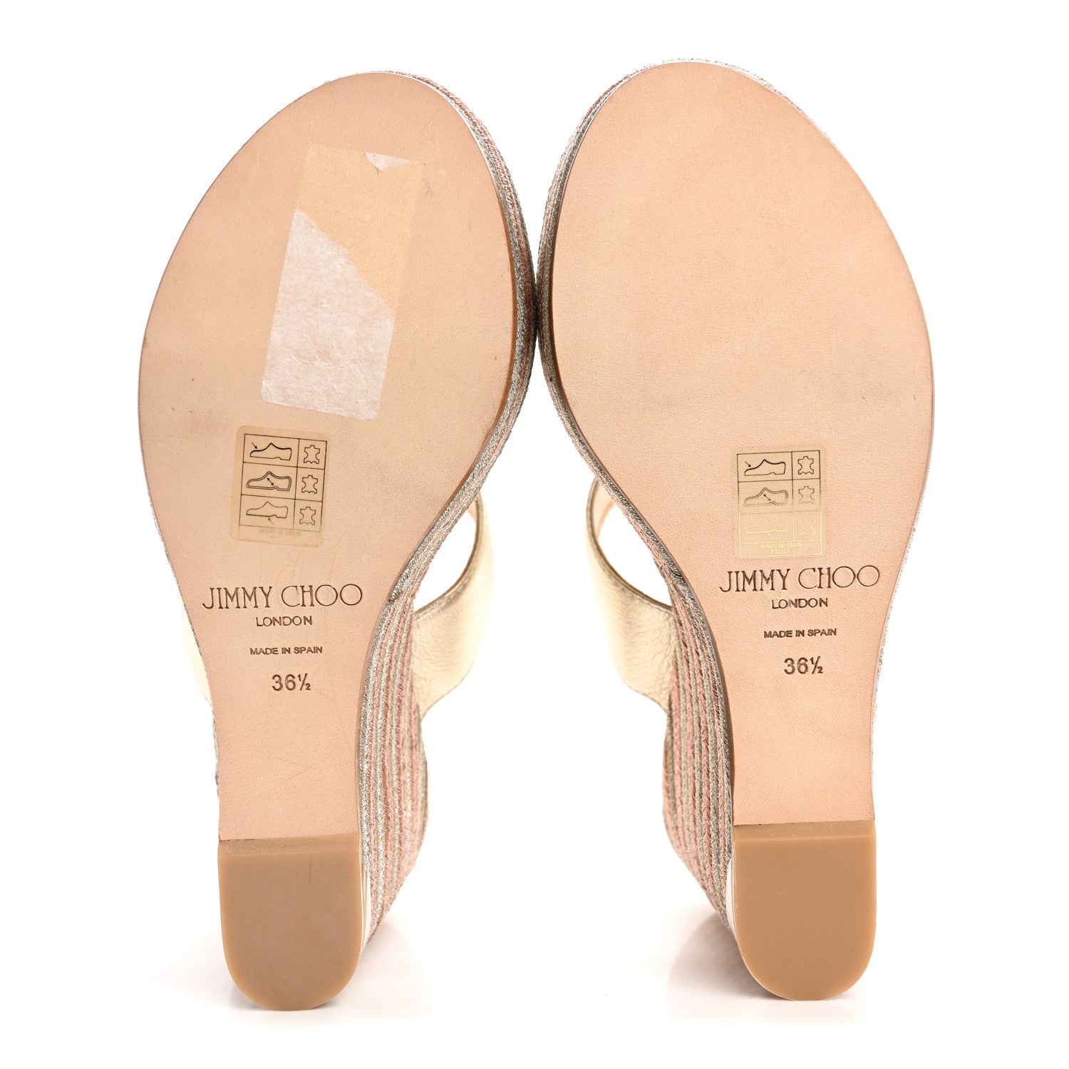 Jimmy Choo Metallic Nappa Raffia Parker Wedge 100 Sandals 36.5 Gold Multicolor 6 of 8
