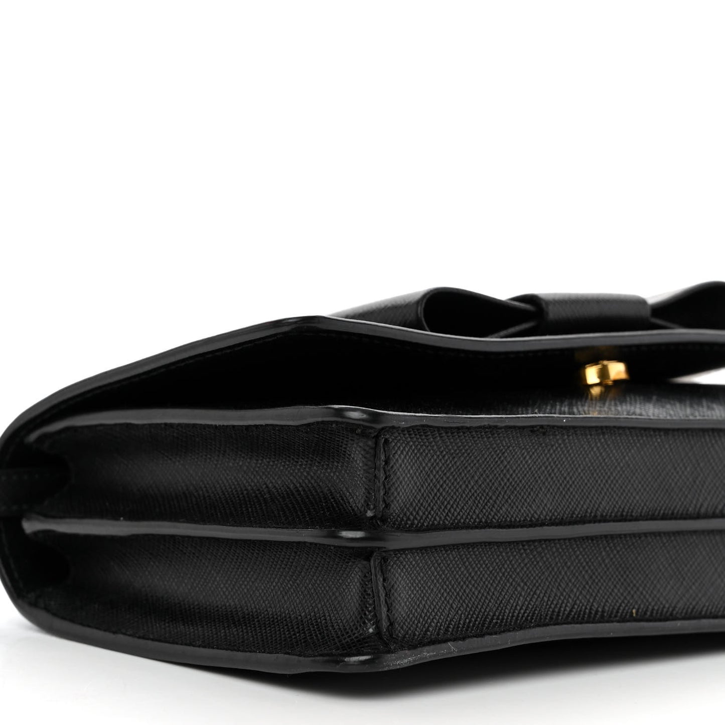 Saffiano Lux Bow Crossbody Bag Black