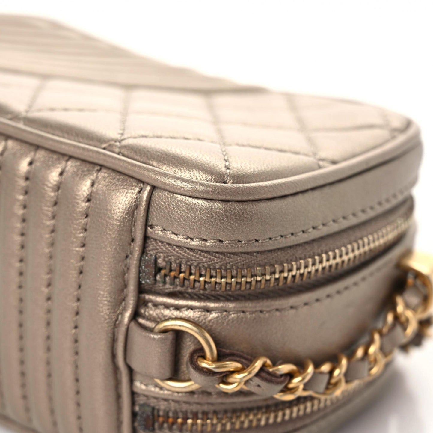 Metallic Lambskin Mini Coco Boy Camera Case Dark Gold
