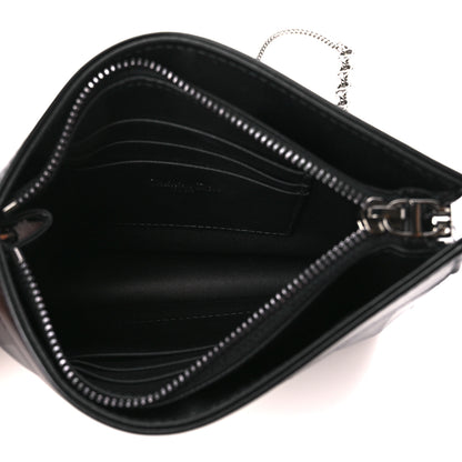 Christian Dior Calfskin Macrocannage Diamond Caro Zipped Pouch With Chain Black 5 of 10