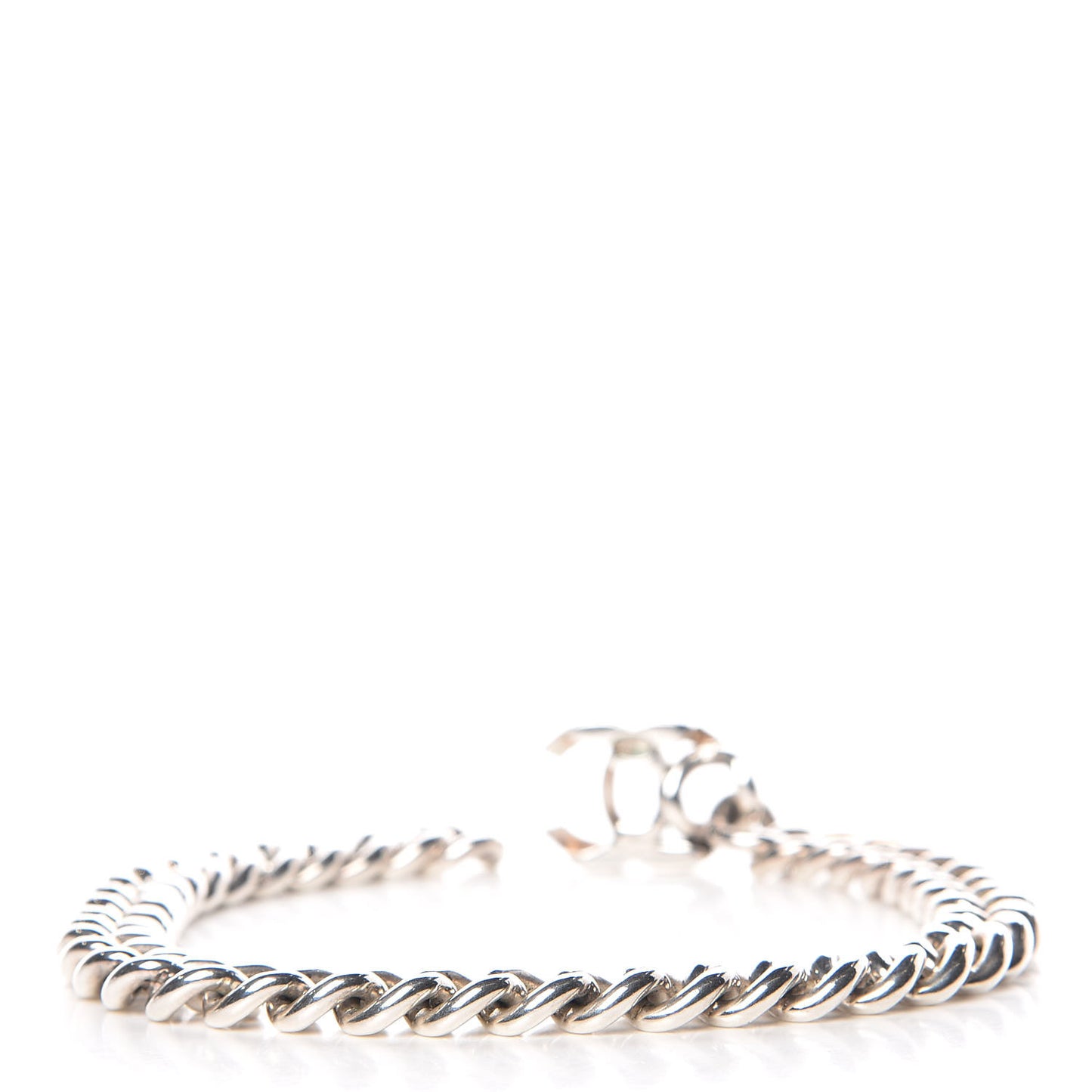 Chain Link CC Choker Necklace Silver