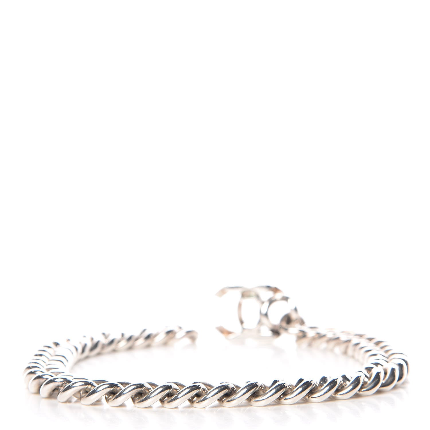 Chanel Chain Link CC Choker Necklace Silver 2 of 7