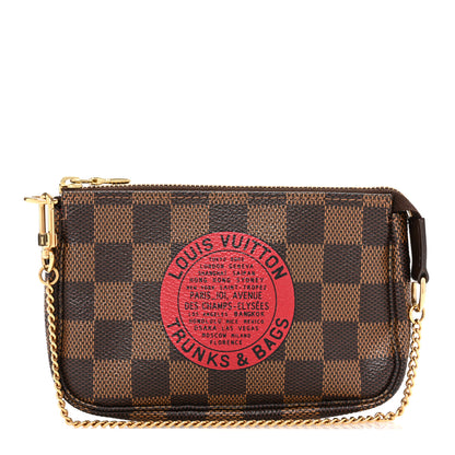 Louis Vuitton Damier Ebene Complice Trunks and Bags Mini Pochette Accessories Red 1 of 11