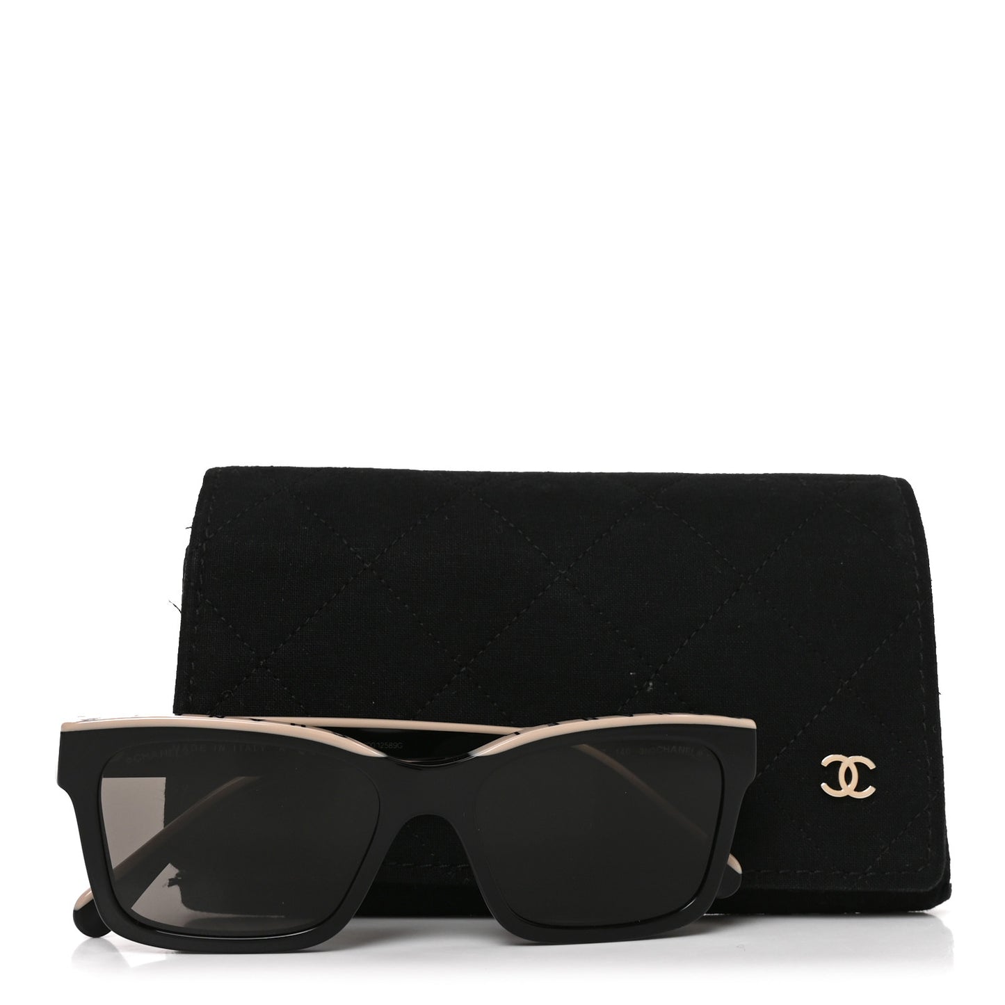Acetate Logo Square Sunglasses 5417 Black Beige