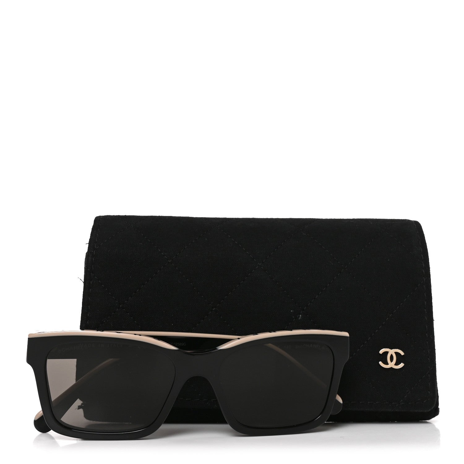 Chanel Acetate Logo Square Sunglasses 5417 Black Beige 7 of 7