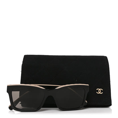 Chanel Acetate Logo Square Sunglasses 5417 Black Beige 7 of 7
