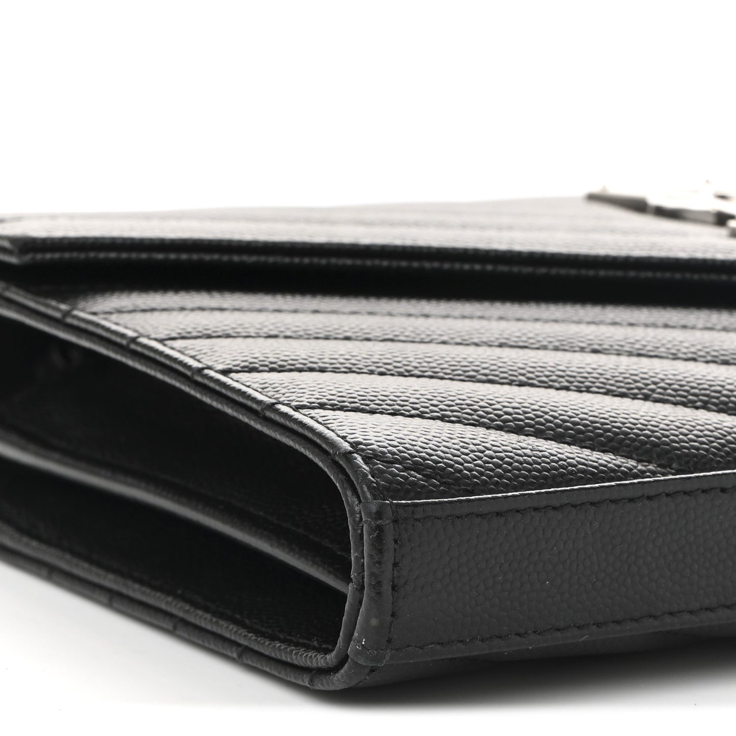 Grain De Poudre Matelasse Chevron Monogram Chain Wallet Black