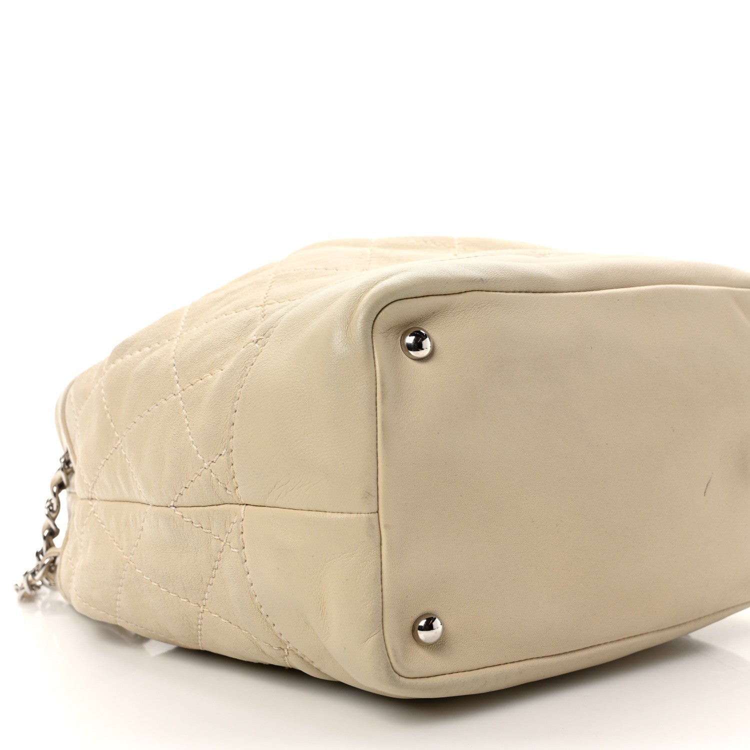 Chanel Lambskin Contrast Stitch Small Drawstring Tote Ivory 8 of 12