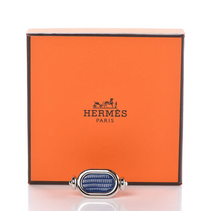 Hermes Palladium Lizard Odyssee Ring 52 6.25 Bleu Sapphire 5 of 5