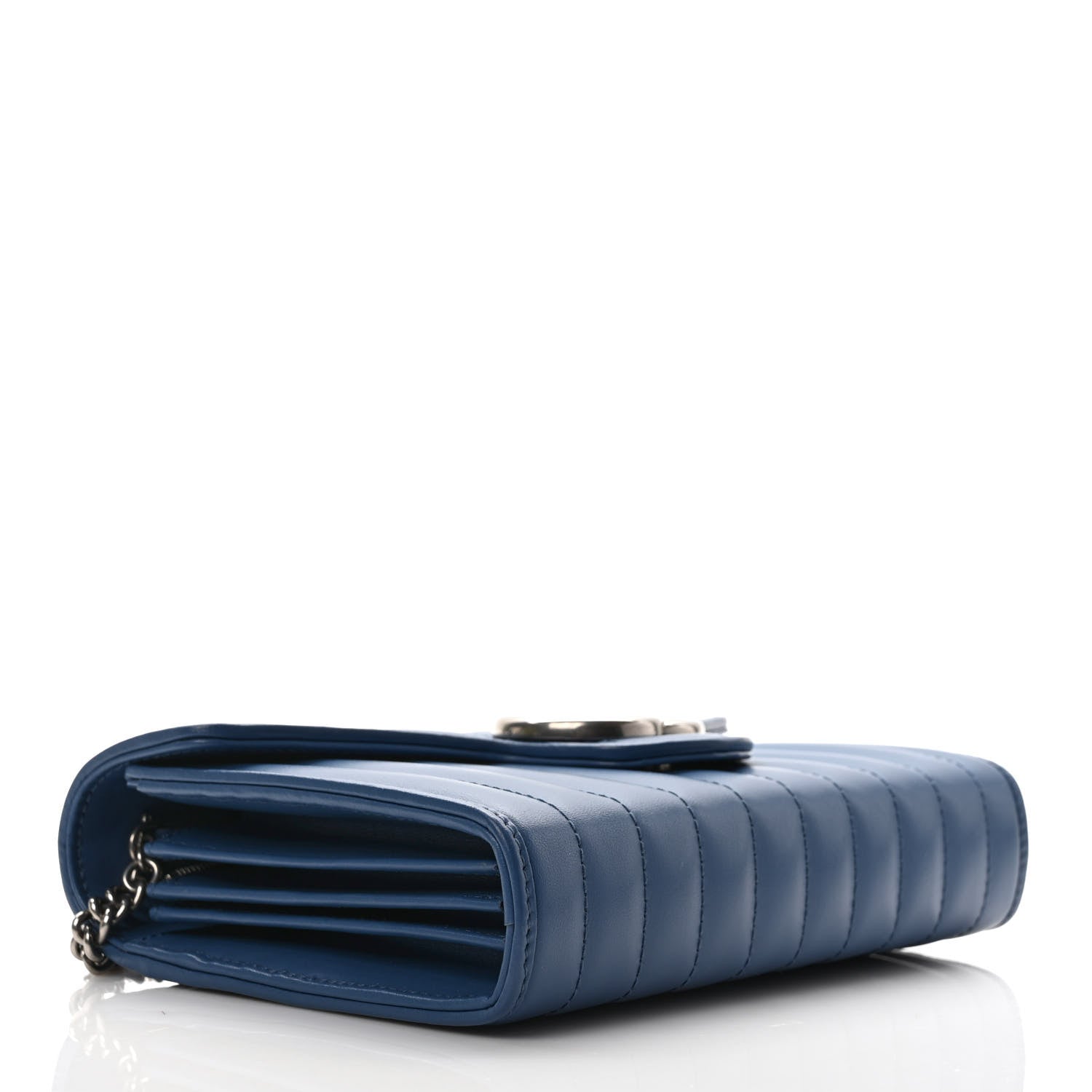 Gucci Calfskin Matelasse Aria GG Marmont Chain Wallet Clear Blue 3 of 8