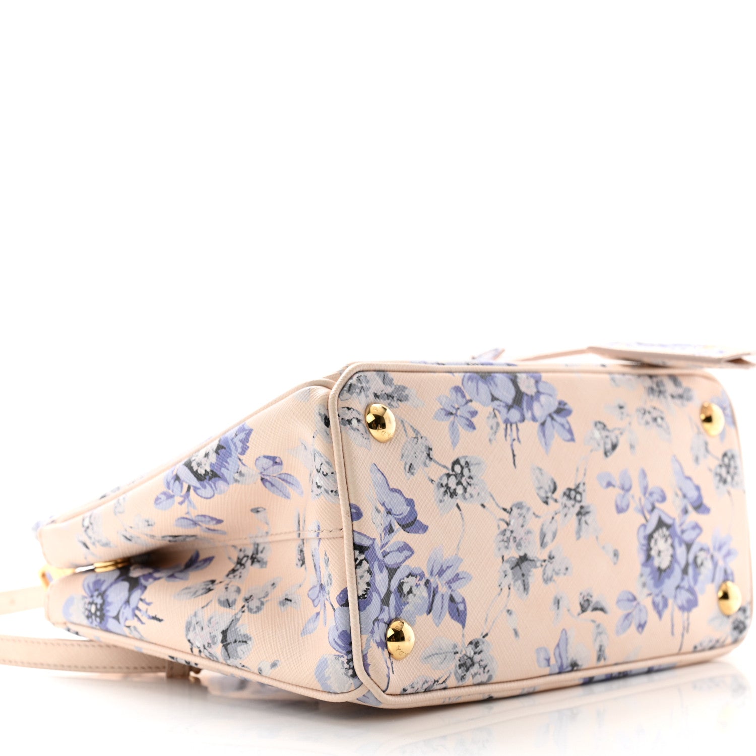 Prada Saffiano Lux Floral Print Small Galleria Double Zip Tote Periwinkle Blue 8 of 9