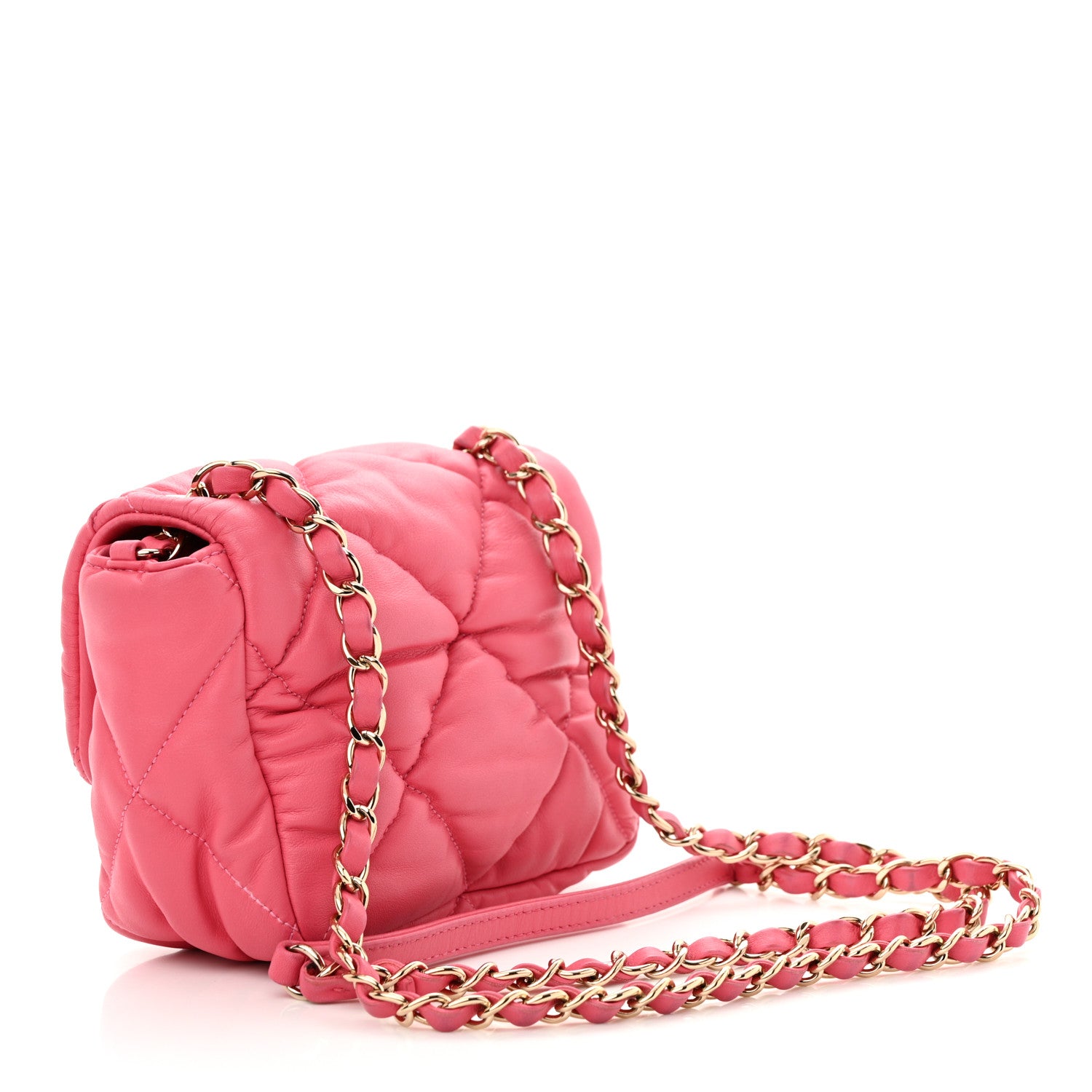Chanel Calfskin Quilted Mini Square Bubbly Flap Pink 3 of 10