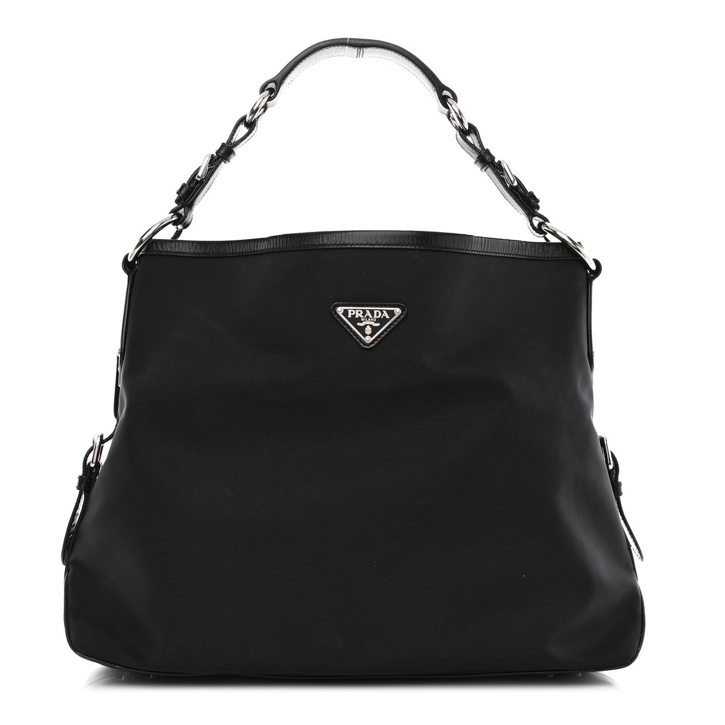 Tessuto Nylon Calfskin Hobo Black