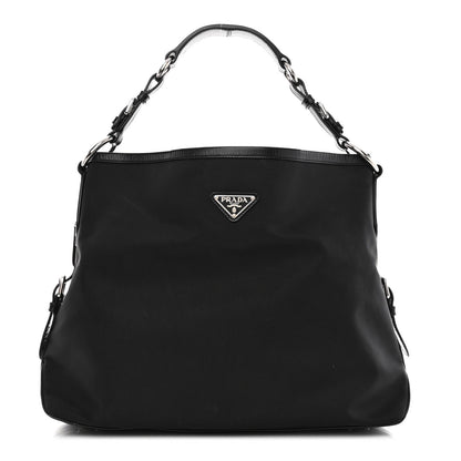 Prada Tessuto Nylon Calfskin Hobo Black 1 of 10