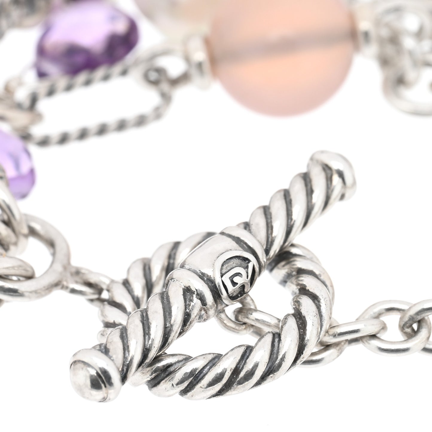 Sterling Silver Pearl Amethyst Rose Quartz Bijoux Multi Strand Bracelet