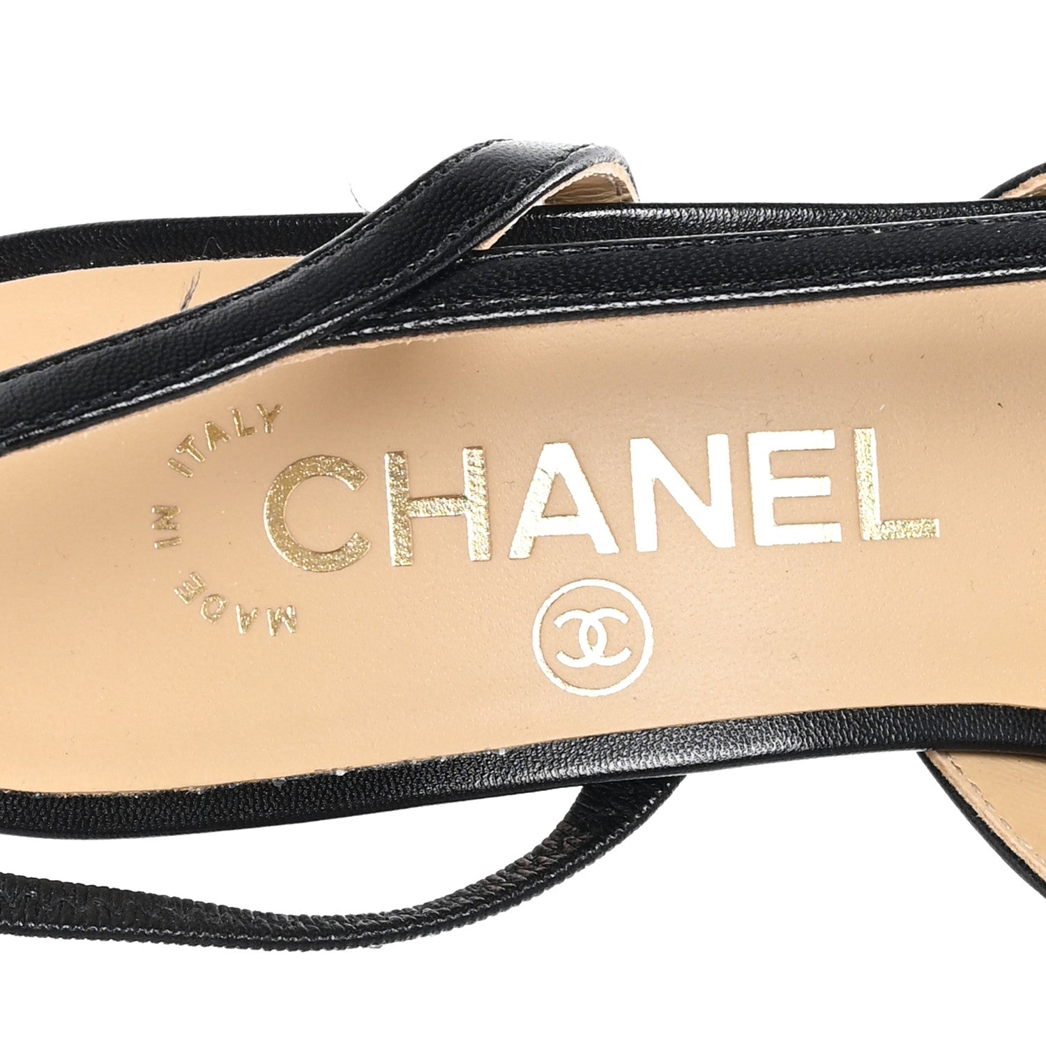 Chanel Goatskin Grosgrain Cap Toe CC Slingback Pumps 36 Black 9 of 10