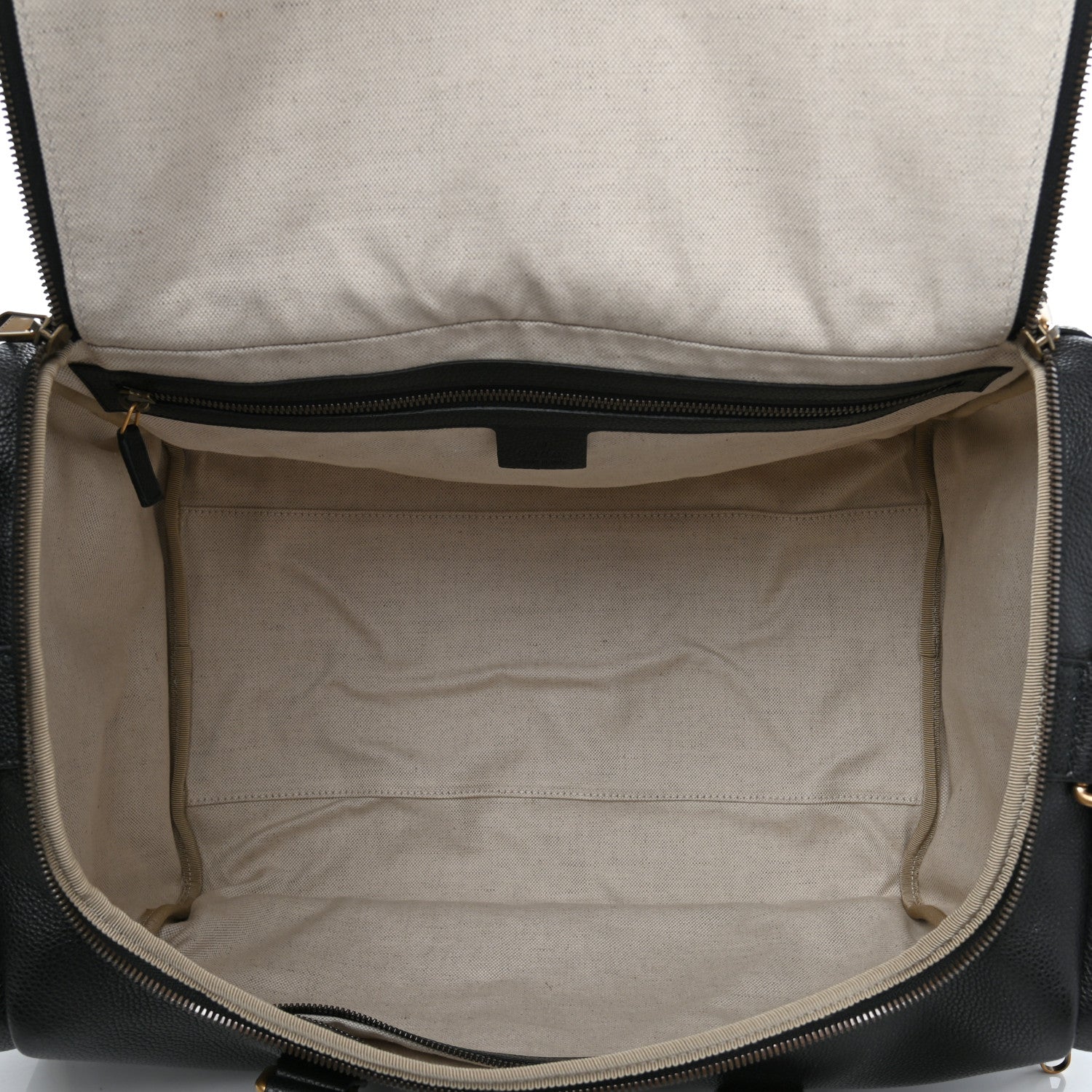 Gucci Grained Calfskin Logo Duffle Bag Black 4 of 16