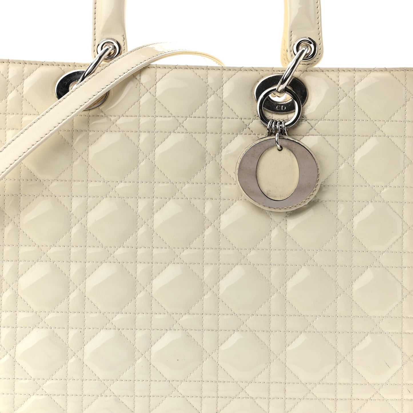 Patent Cannage Large Lady Dior White