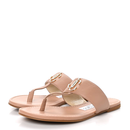 Jimmy Choo Calfskin JC Flat Sandals 36 Beige 3 of 7