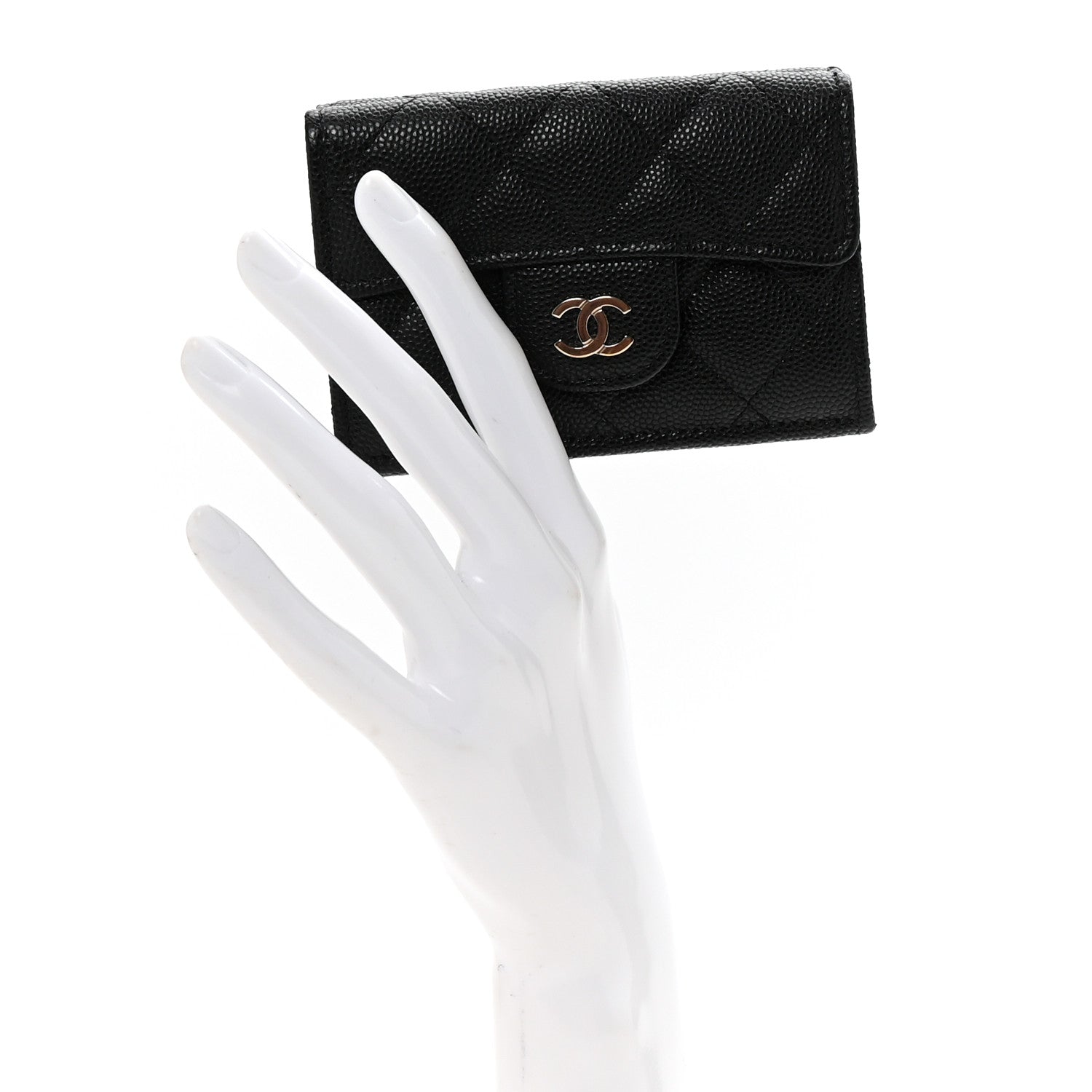 Chanel Caviar Quilted Tri-Fold Flap Wallet Black 2 of 8