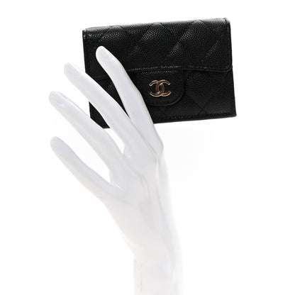 Chanel Caviar Quilted Tri-Fold Flap Wallet Black 2 of 8