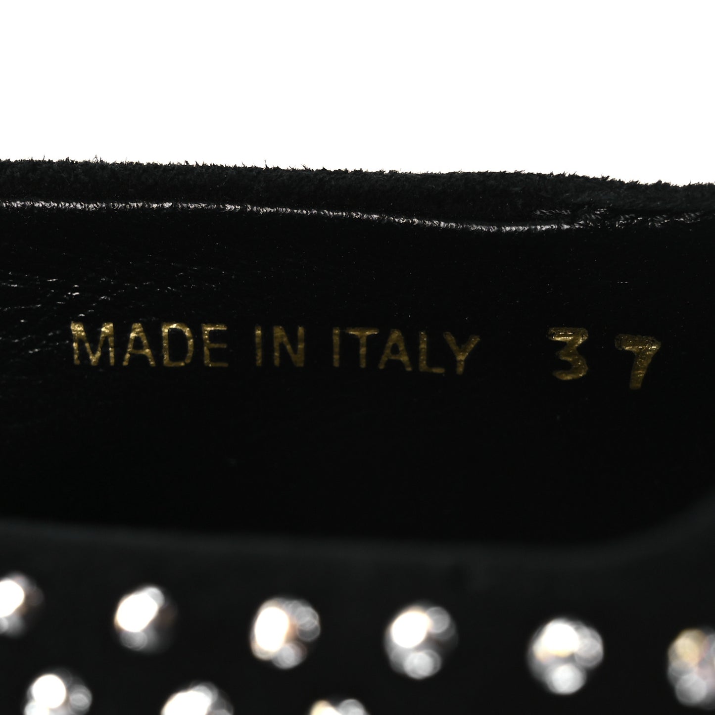 Suede Crystal Studded Ballerina Flats 37 Black