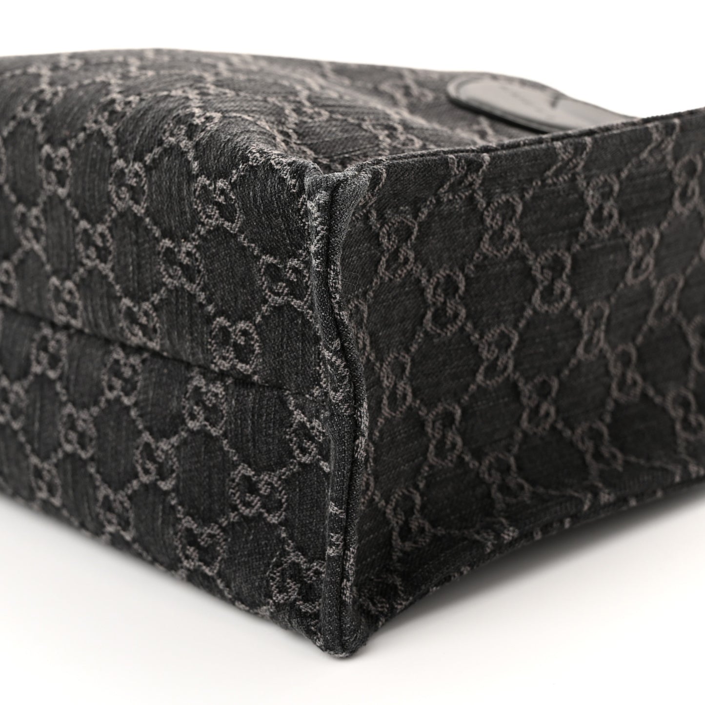 Denim Ophidia GG Monogram Tote Medium Black Grey