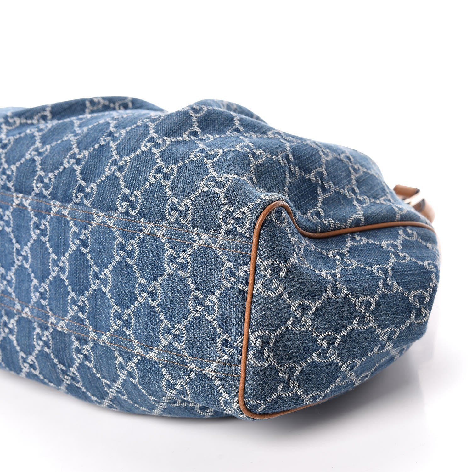 Gucci Denim Monogram Medium Sukey Tote Blue 6 of 10