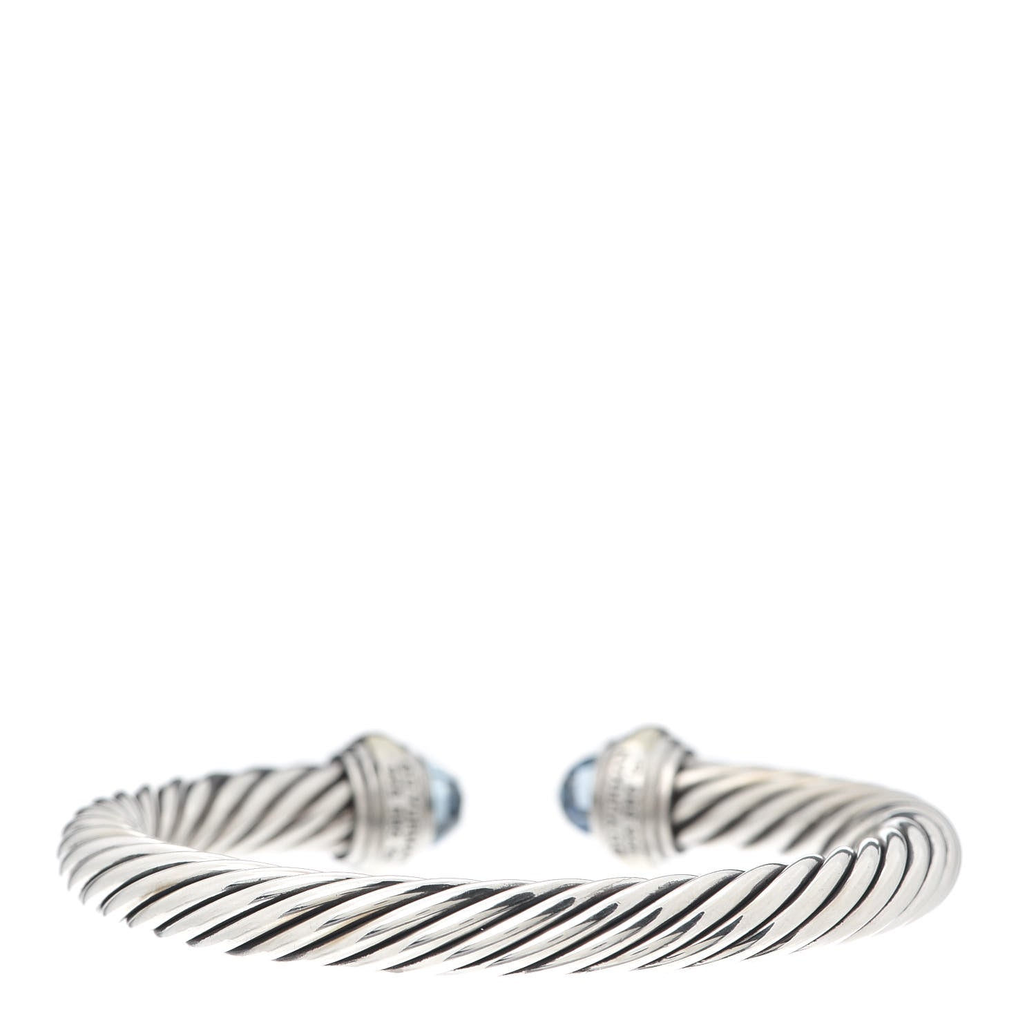 David Yurman Sterling Silver 14K Yellow Gold Blue Topaz 7mm Cable Classics Bracelet 3 of 5