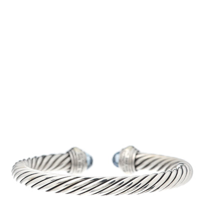 David Yurman Sterling Silver 14K Yellow Gold Blue Topaz 7mm Cable Classics Bracelet 3 of 5