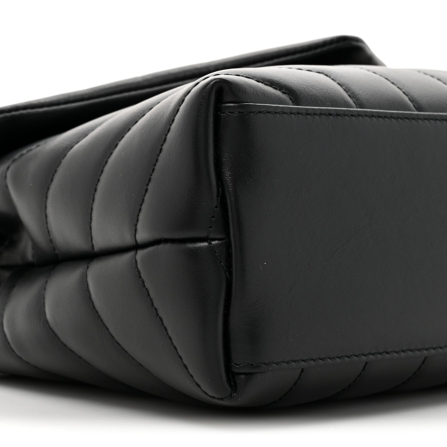 Calfskin Y Quilted Monogram Small Loulou Chain Satchel Black