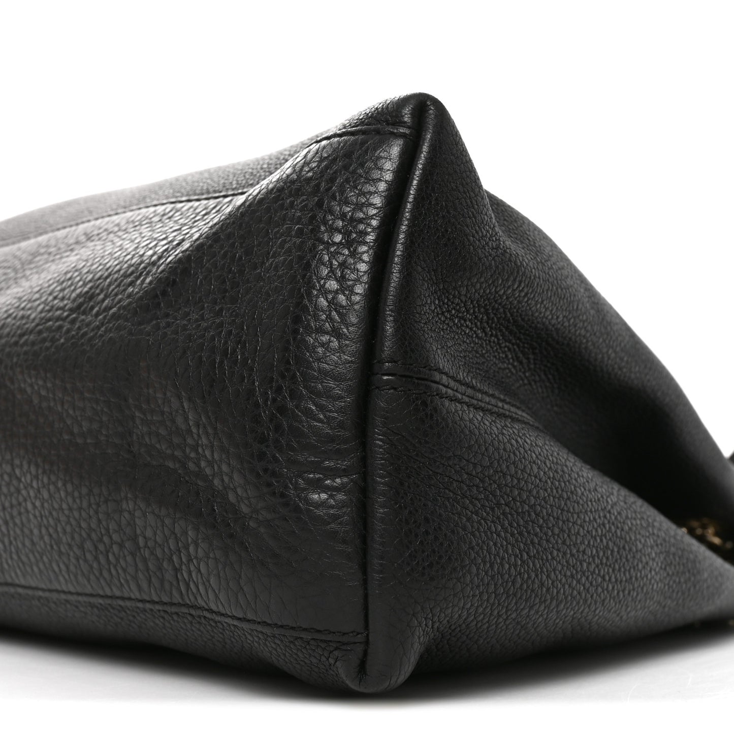 Pebbled Calfskin Medium Soho Chain Shoulder Bag Black