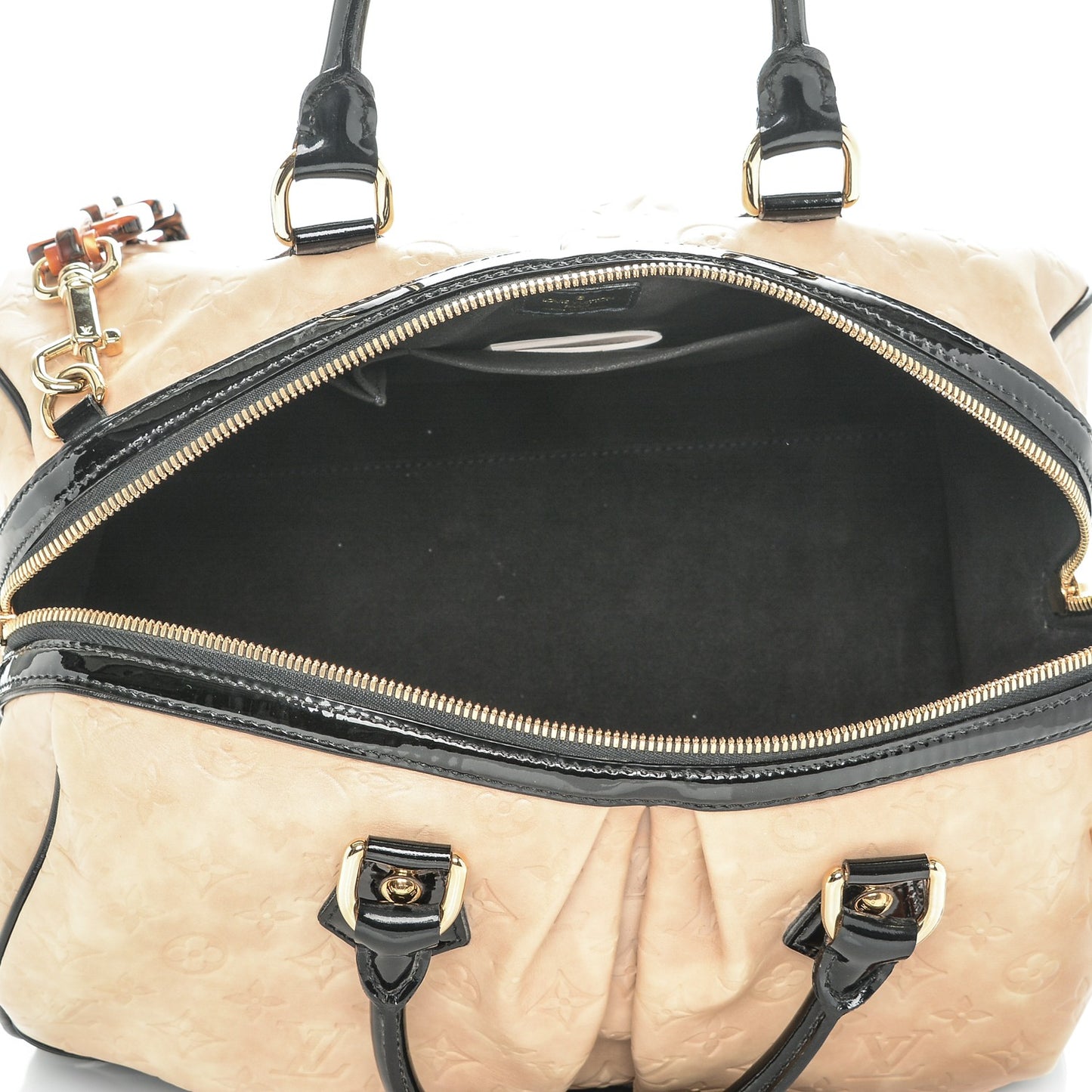 Calfskin Patent Embossed Monogram Stephen Ivory