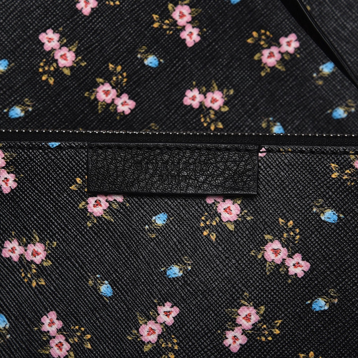 Coated Canvas Hibiscus Print Medium Stargate Shopper Tote Black Multicolor