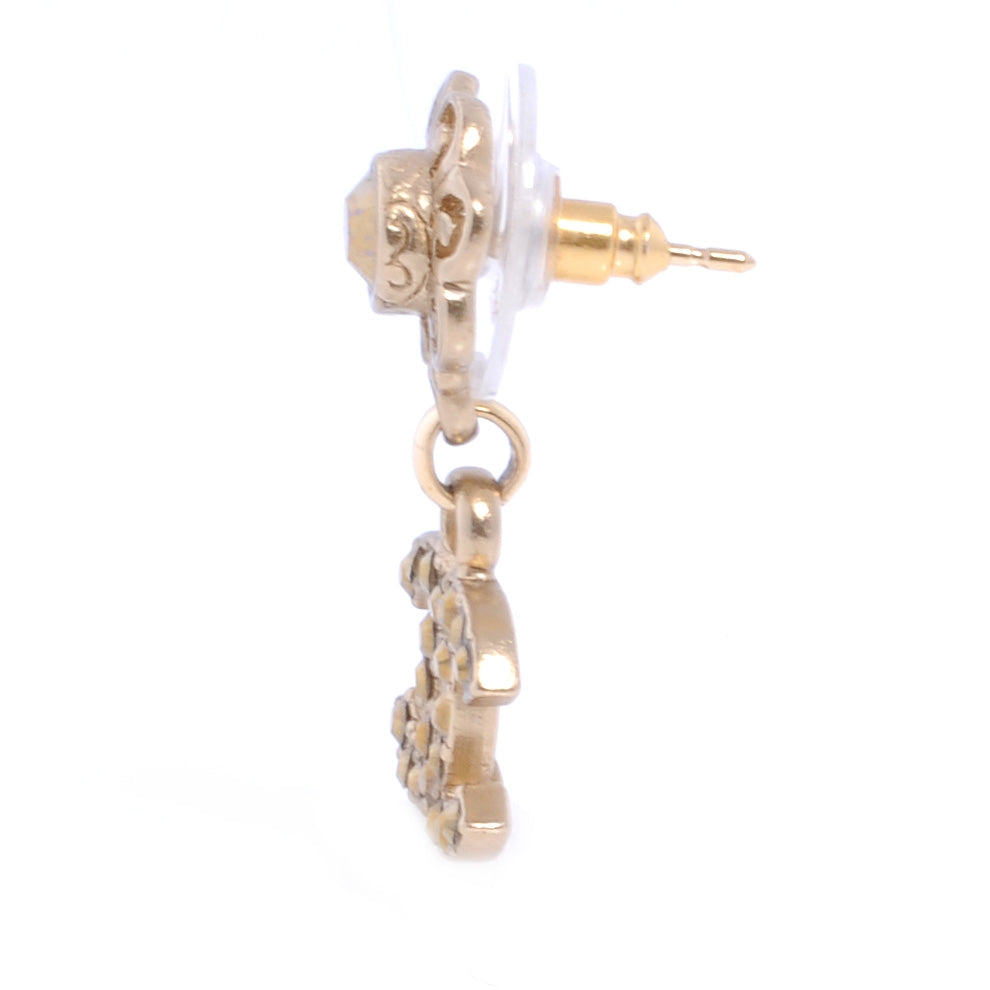 Chanel Flower Crystal CC Dangle Earrings Silver 4 of 6