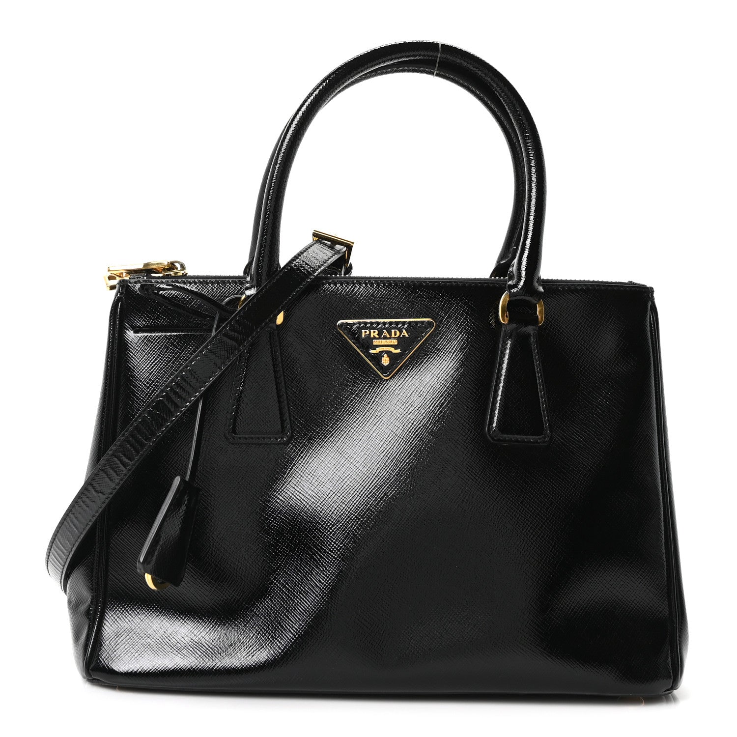Prada Saffiano Vernice Small Galleria Double Zip Tote Black 1 of 10