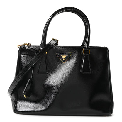 Prada Saffiano Vernice Small Galleria Double Zip Tote Black 1 of 10