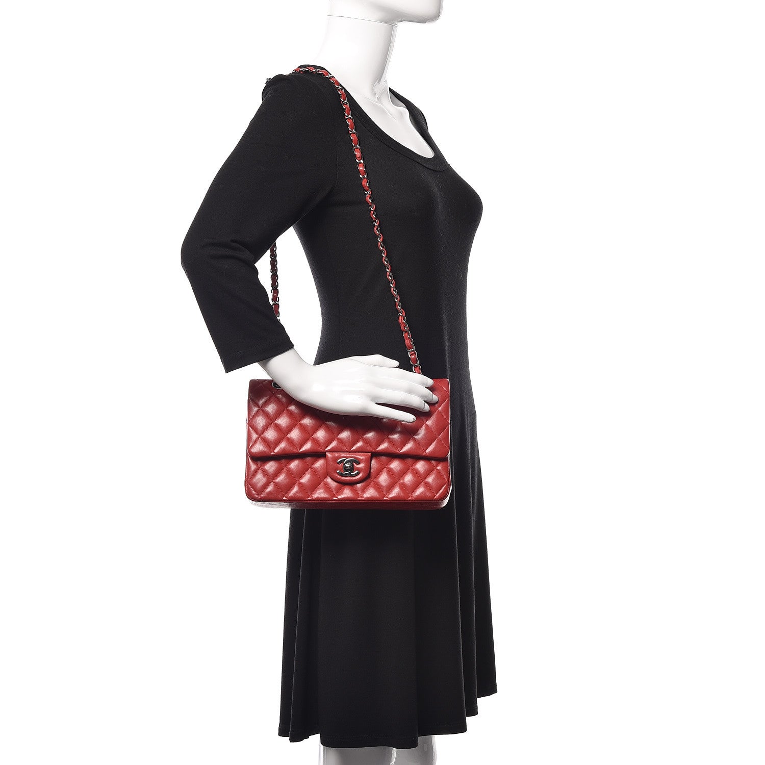 Chanel Lambskin Quilted Medium Double Flap Red 2 of 14