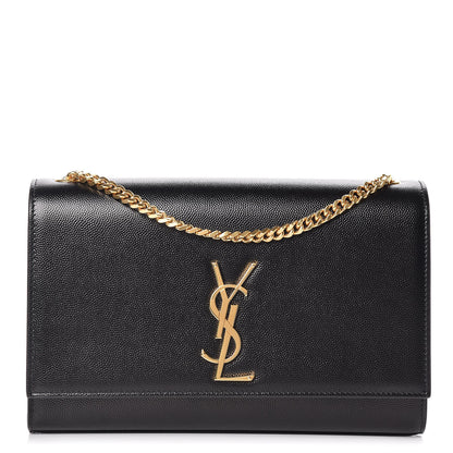 Saint Laurent Grain De Poudre Medium Classic Monogram Kate Satchel Black 1 of 10