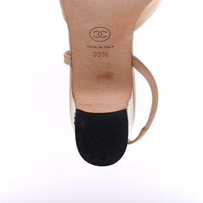 Chanel Goatskin Grosgrain Cap Toe CC Slingback Pumps 39.5 Beige Black 11 of 14